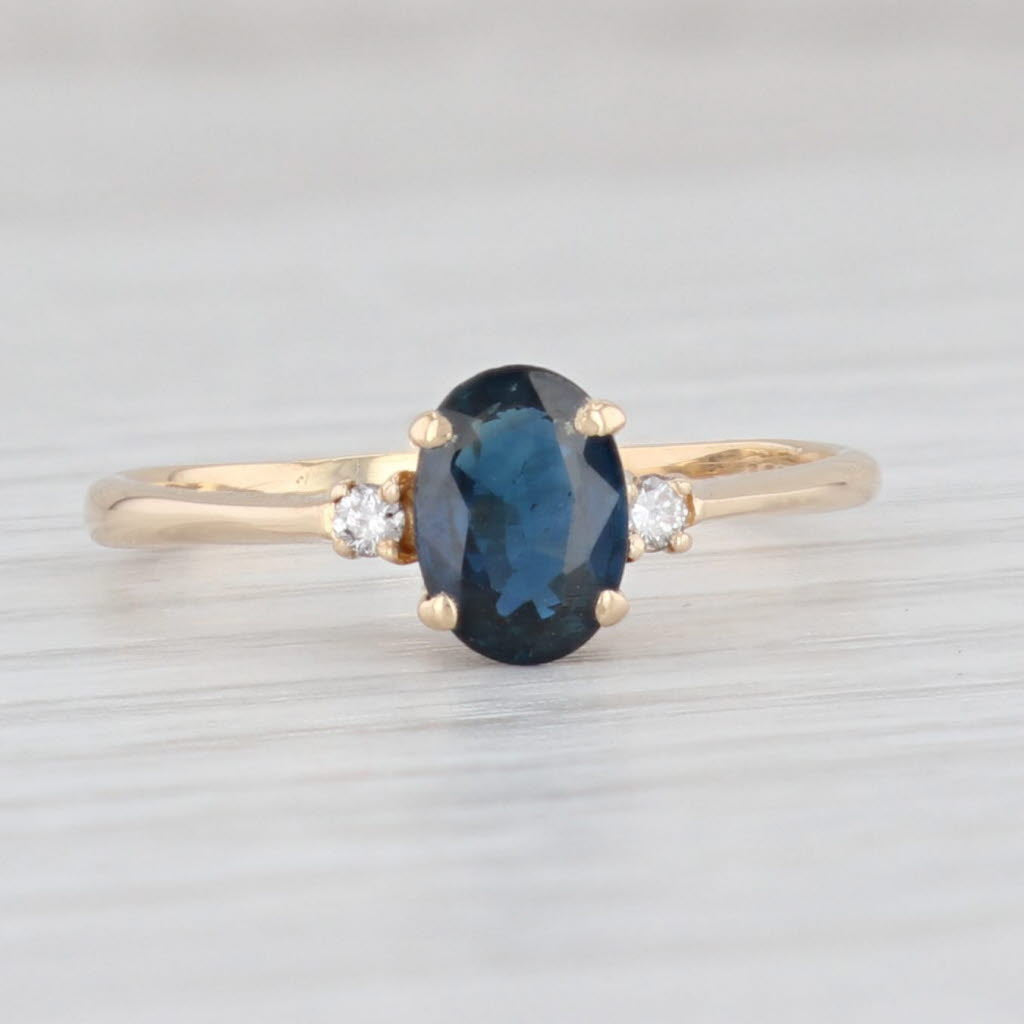 Light Gray Oval Sapphire Diamond Ring 14k Yellow Gold Size 7 September Birthstone