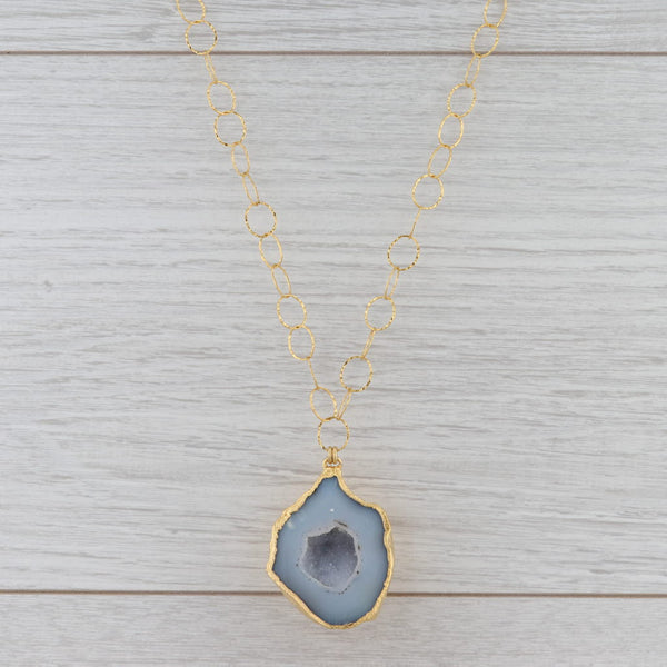 Gray New Nina Nguyen Gray Geode Statement Pendant Necklace Sterling Gold Vermeil
