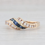 Light Gray 0.63ctw Blue Sapphire Diamond Scalloped Bypass Ring 14k Yellow Gold Size 7.25