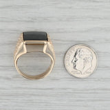 Onyx Rectangle Cabochon Solitaire Ring 14k Yellow Gold Nugget Band Size 6.5