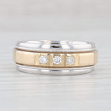 Light Gray 0.12ctw Diamond Ring 14k Yellow White Gold Wedding Band Size 7.5 Stackable