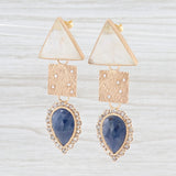 New Nina Nguyen Dangle Earrings 18k Gold Diamond Sapphire Moonstone Statement