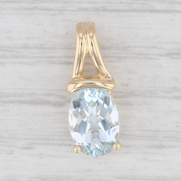 Light Gray 1.60ct Aquamarine Pendant 14k Yellow Gold March Birthstone Oval Solitaire
