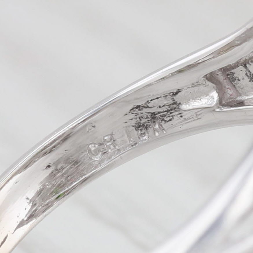 Light Gray 3.37ctw Green Tourmaline Diamond Cocktail Ring 18k White Gold Size 7.75