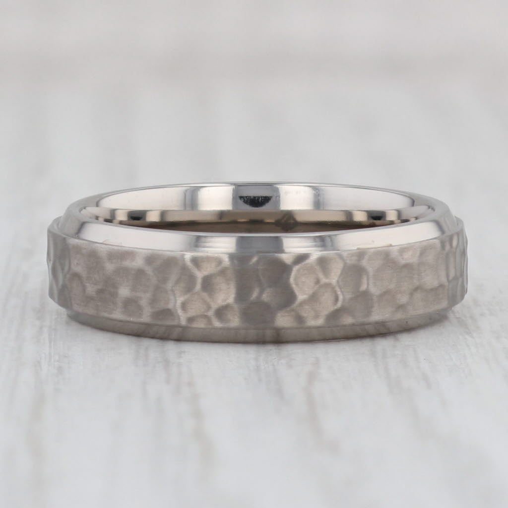 Light Gray New Men's Hammered Titanium Ring Size 8.75 Wedding Band Comfort Fit