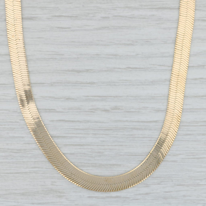18" 7mm Herringbone Chain Necklace 14k Yellow Gold Lobster Clasp