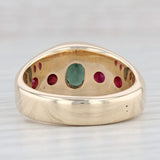 Light Gray Custom Made 1.13ctw Green Tourmaline Red Ruby Ring 10k Yellow Gold Size 10