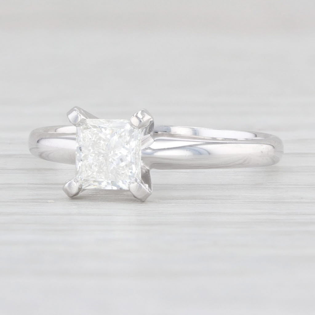 Light Gray 0.70ct VS2 Square Princess Diamond Solitaire Ring 14k White Gold Size 5.5 GIA