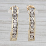 1ctw J-Hook Diamond Journey Earrings 10k Yellow Gold Pierced Drops