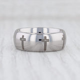 Light Gray New Men's Tungsten Cross Ring Size 9.75 Wedding Band