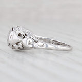 Art Deco Floral VS2 Diamond Solitaire Ring 18k White Gold Engagement Promise