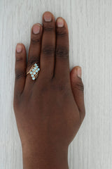 1.40ctw Blue Zircon Cluster Ring 14k Yellow Gold Size 8 Cocktail Bypass