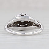 Art Deco Floral VS2 Diamond Solitaire Ring 18k White Gold Engagement Promise