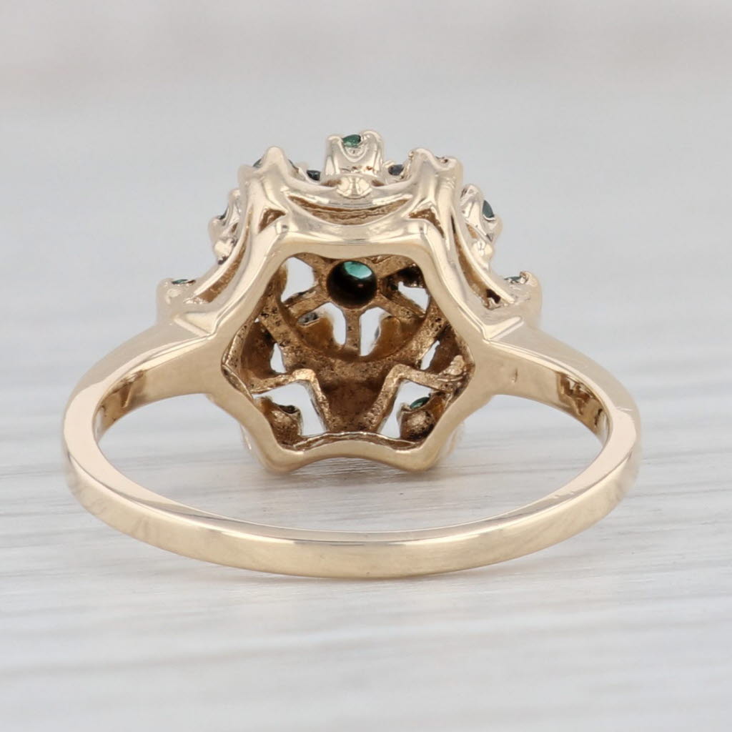 Light Gray 0.34ctw Emerald Diamond Cluster Ring 10k Yellow Gold Size 5.25 Cocktail