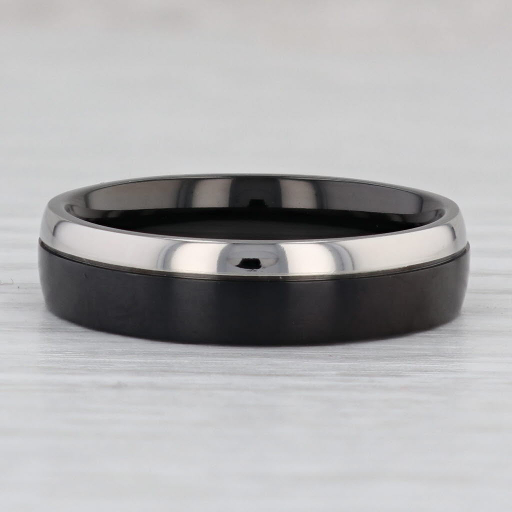 Light Gray New 2-Toned Black Titanium Ring Size 11.25 Men's Wedding Band