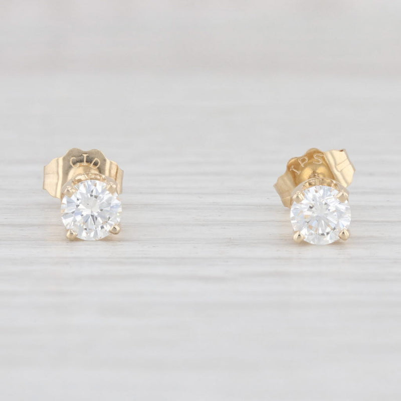 Light Gray 0.47ctw VS2 Diamond Stud Earrings 14k Yellow Gold April Birthstone Solitaires