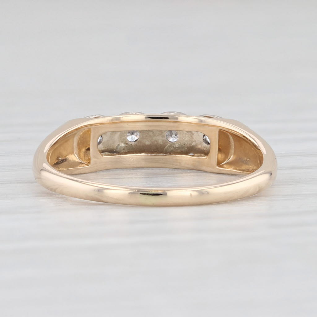 Light Gray Vintage Diamond Wedding Band 14k Gold Size 5 Stackable Ring