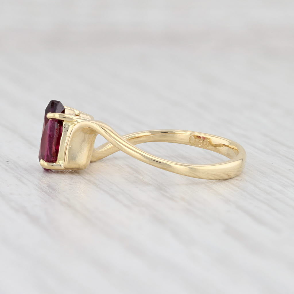 Light Gray 1.60ct Rhodolite Garnet Teardrop Ring 18k Yellow Gold Pear Solitaire Size 6.5