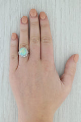 Gray Vintage Handcrafted Colorful Opal Diamond Ring 900 Platinum Size 6