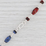 New Bead Statement Bracelet Multi Color Glass Sterling Silver 7” Toggle Clasp