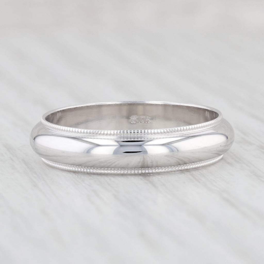 Light Gray Men's Wedding Band 10k White Gold Size 11 Comfort fit Ring Ridged