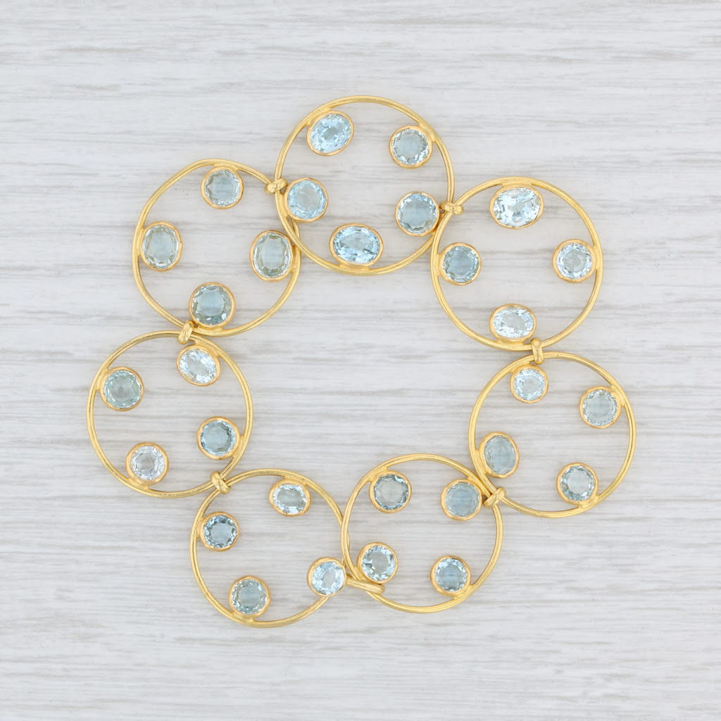 Light Gray Marie-Helene de Taillac 10ctw Aquamarine Bracelet 22k Yellow Gold 6.5"