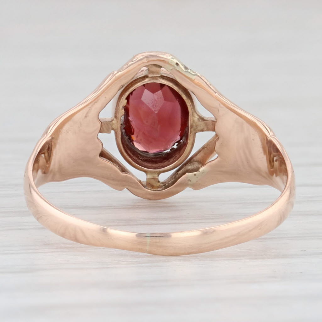 Light Gray Victorian 0.70ct Oval Garnet Solitaire Ring 10k Rose Gold January Birthstone