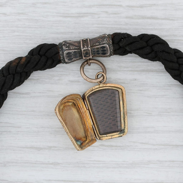 Royal Arch Masonic Keystone Locket Bracelet Woven Cord 14k Gold Silver 9.25"