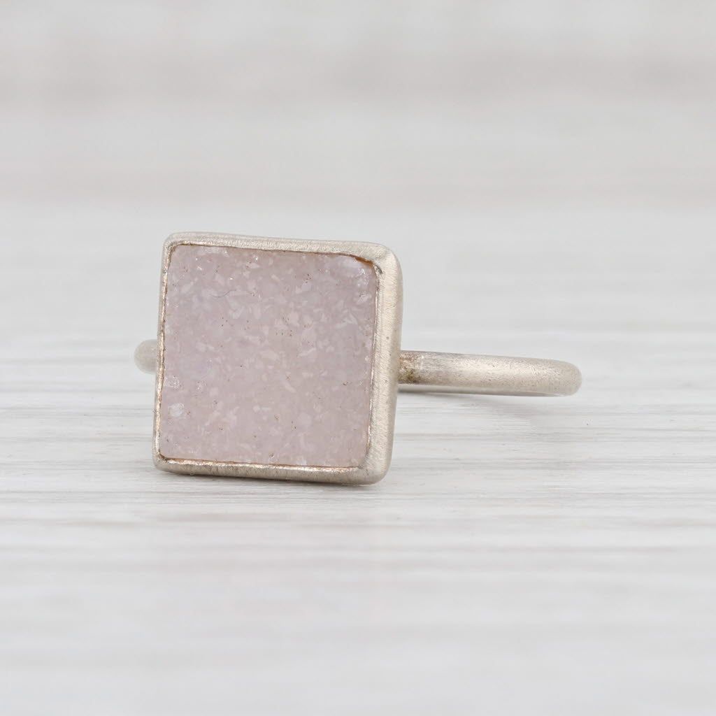 Light Gray New Nina Nguyen Ring Druzy White Quartz Sterling Silver Size 6.75 Statement