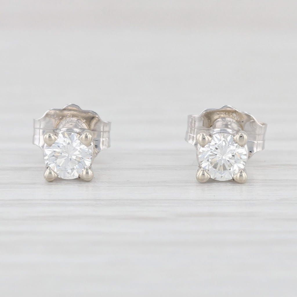 Light Gray New 0.29ctw Diamond Stud Earrings 14k White Gold Round Solitaire Studs