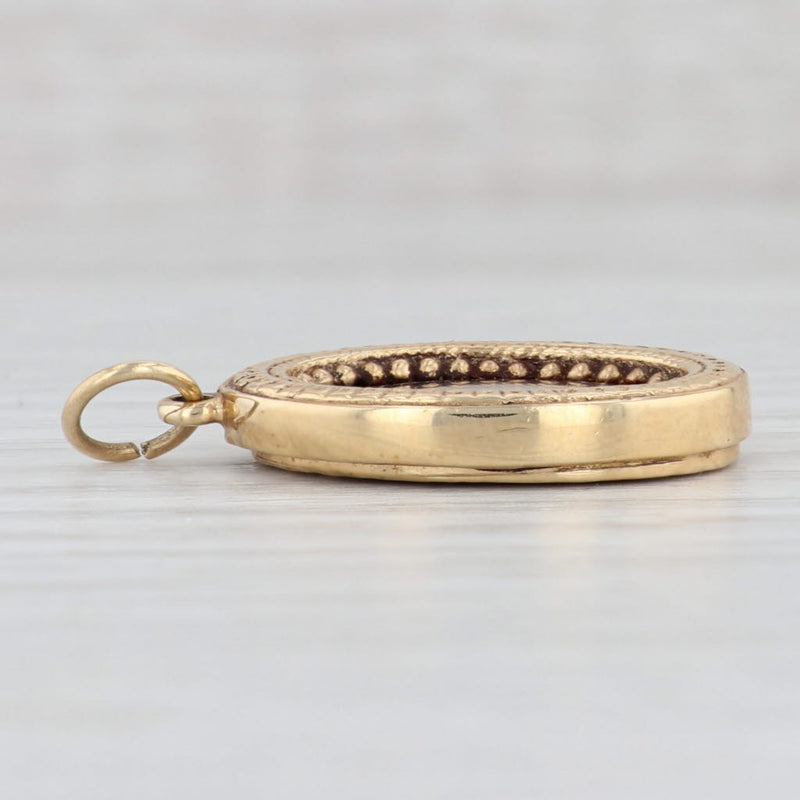 Victorian Female Portrait Pendant 14k Yellow Gold Oval Frame Vintage Charm