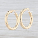 Light Gray New Round Hoop Earrings 14k Yellow Gold Snap Top Pierced Hoops 25mm x 4mm