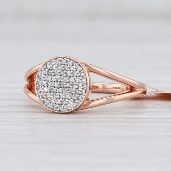 Light Gray New Diamond Cluster Ring 10k Rose Gold Size 5.75 Signet Style
