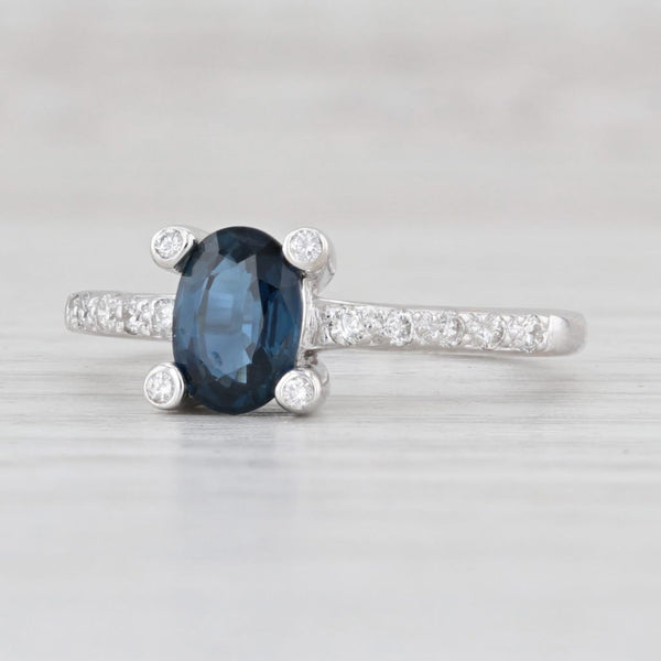 Light Gray 1.02ctw Blue Sapphire Diamond Ring 18k White Gold Size 5.5 Engagement