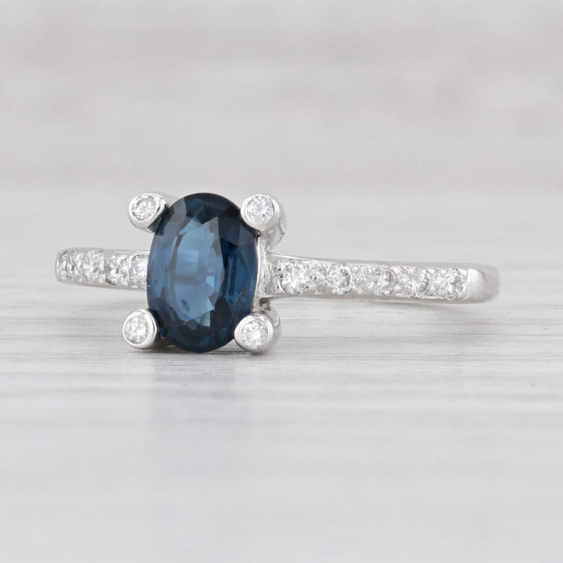 1.02ctw Blue Sapphire Diamond Ring 18k White Gold Size 5.5 Engagement