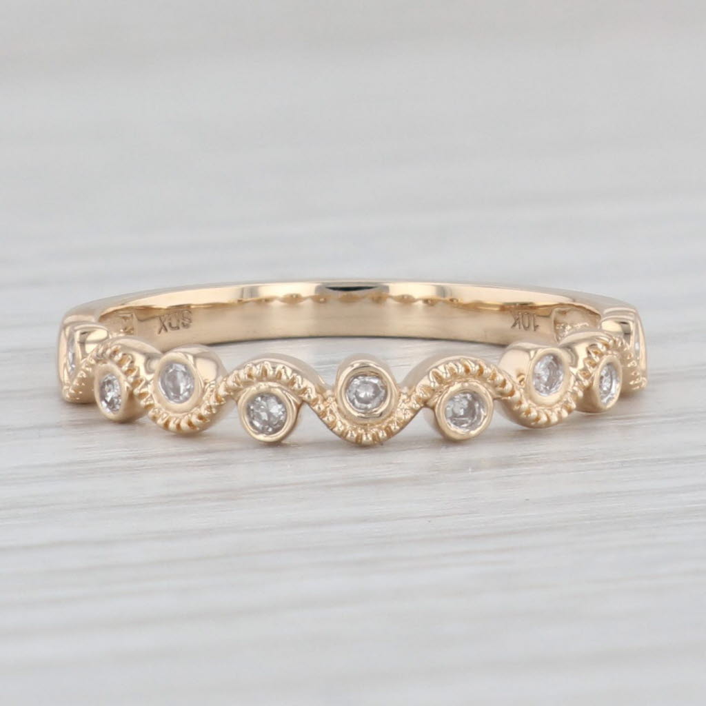 Light Gray New Diamond Stackable Ring 10k Yellow Gold Wedding Band Women's Stacking Sz 7