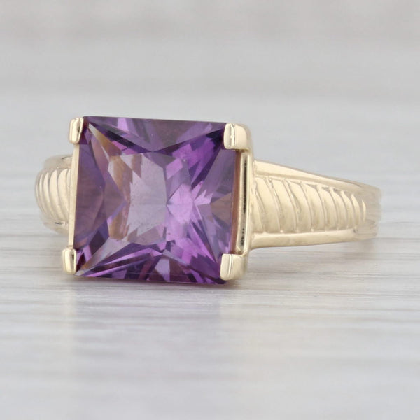 Gray 4.60ct Amethyst Solitaire Ring 14k Yellow Gold Size 8.75 Heart Bridge
