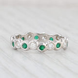 Light Gray 0.70ctw Emerald Diamond Stackable Ring 14k White Gold Wedding Band Size 6.25