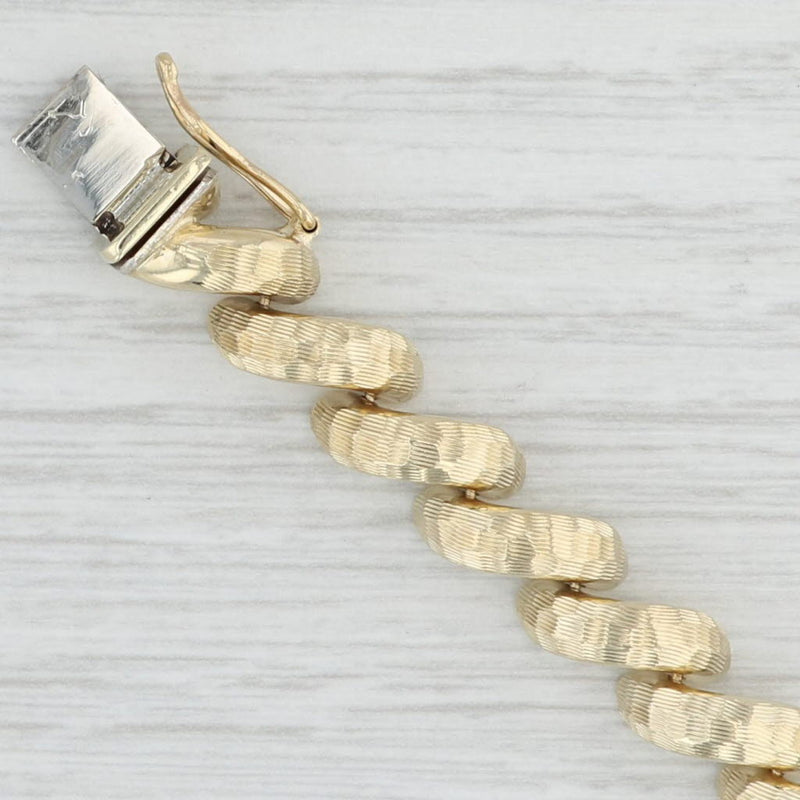 7" Etched San Marco Chain Bracelet 10k Yellow Gold 7.7mm