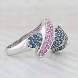 Light Gray 2.33ctw Blue Pink Sapphire Diamond Panther Ring 14k White Gold Size 7.25 Wildcat