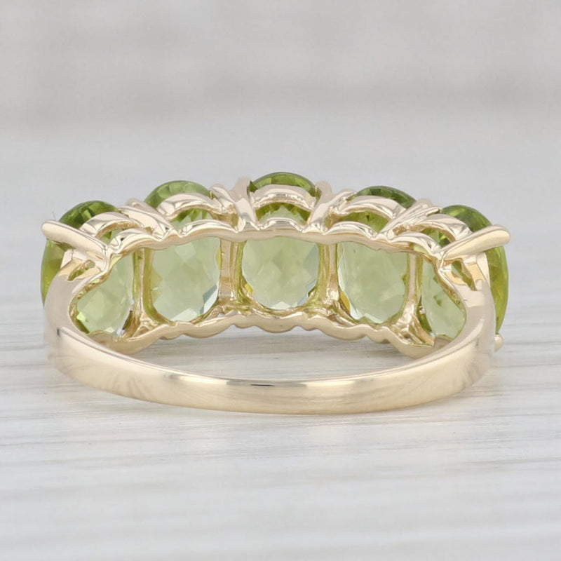 3.85ctw Peridot Oval 5-Stone Tiered Ring 10k Yellow Gold Size 7.25 Stackable