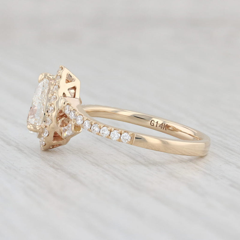 New 1.27ctw Pear Halo Diamond Engagement Ring 14k Yellow Gold Size 6.75