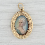 Victorian Female Portrait Pendant 14k Yellow Gold Oval Frame Vintage Charm
