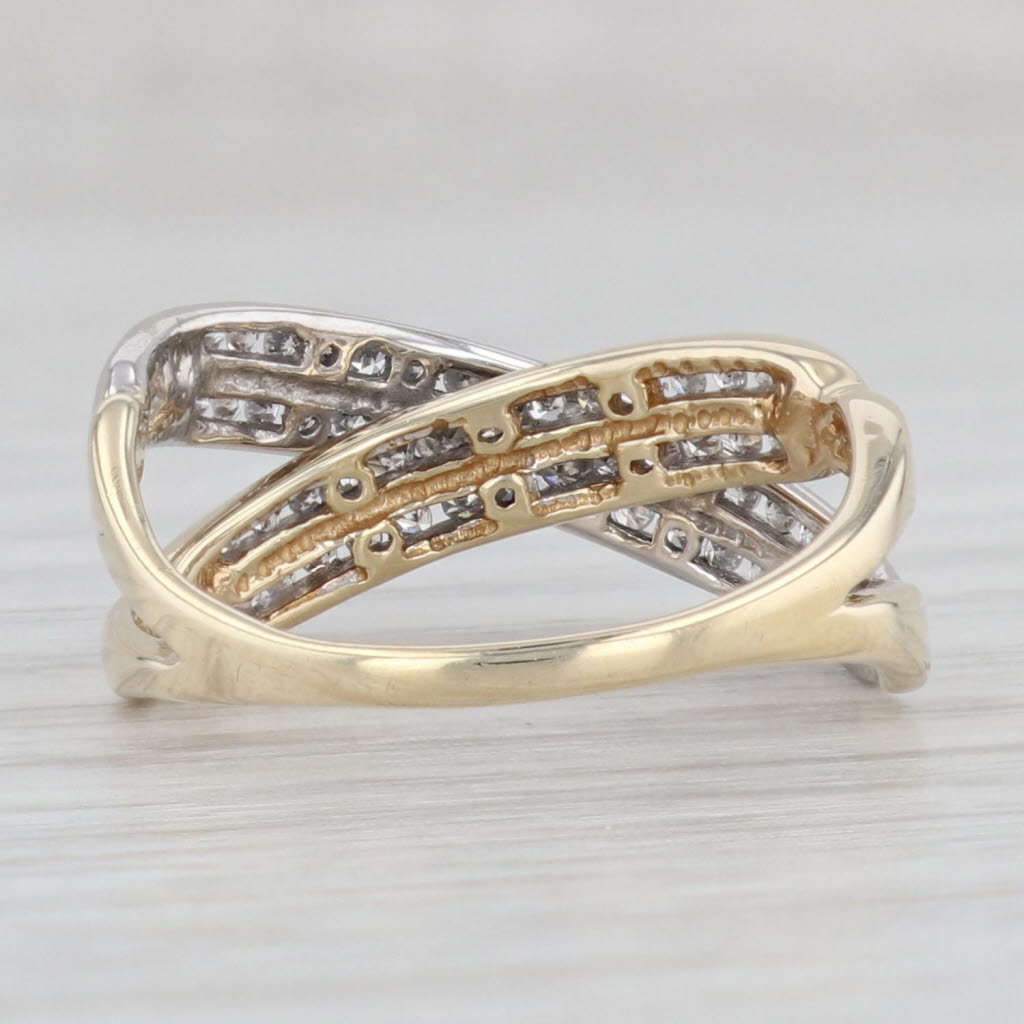 Light Gray 0.30ctw Double Band 2-Toned Diamond Ring 10k Gold Size 7