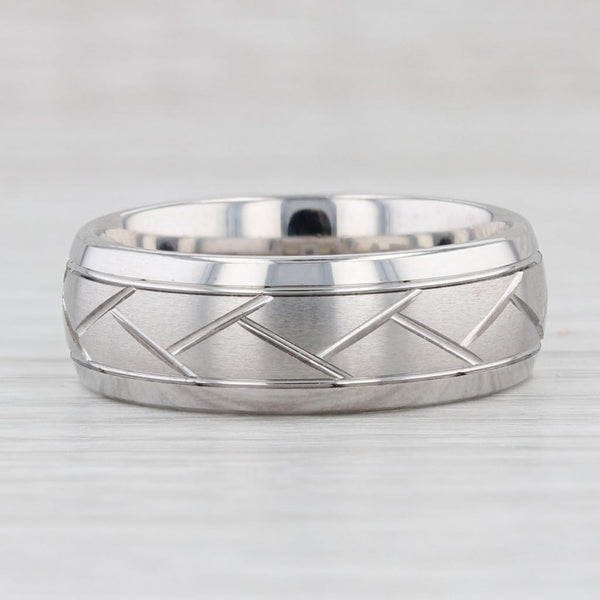 Light Gray New Crisscross Pattern Cobalt Chrome Ring Size 10 Wedding Band