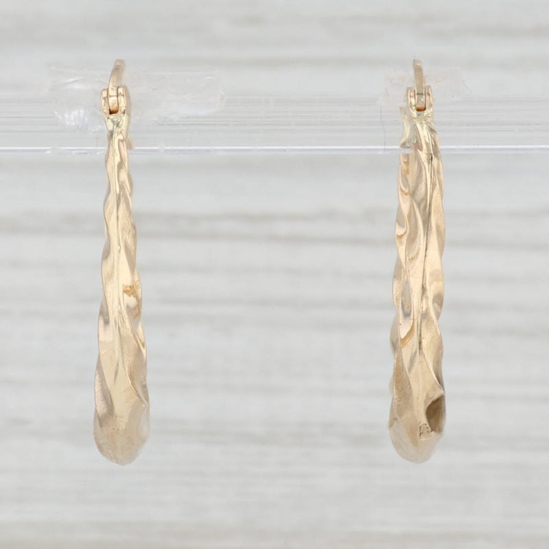 Woven Oval Hoop Earrings 14k Yellow Gold Snap Top Pierced Hoops
