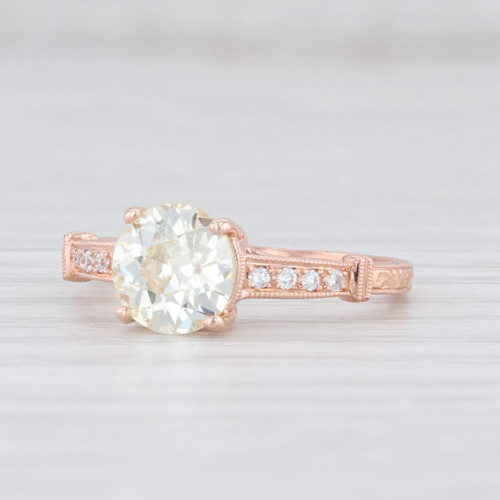 Light Gray New Beverley K 1.29ctw Diamond Engagement Ring 14k Rose Gold Round Solitaire