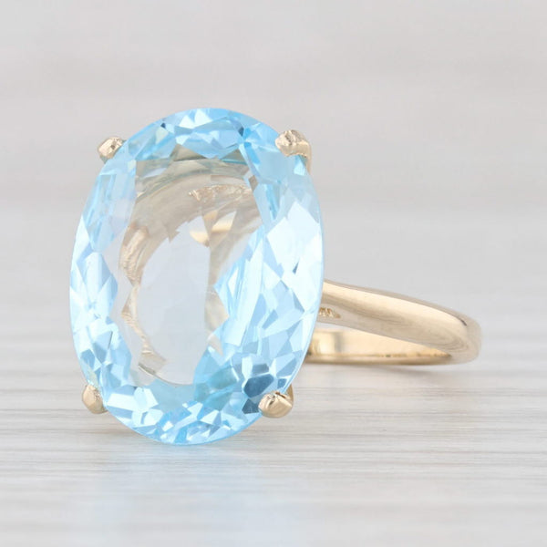 Light Gray 9.41ct Oval Blue Topaz Solitaire Ring 14k Yellow Gold Size 6.5