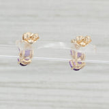 Light Gray 0.80ctw Oval American Stud Earrings 10k Yellow Gold Diamond Accents