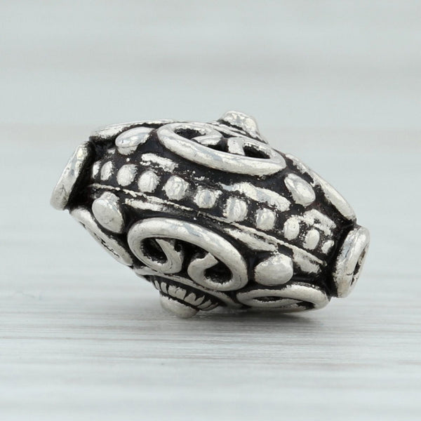 Light Gray Ornate Bead Charm Sterling Silver 925 Slide Jewelry Making